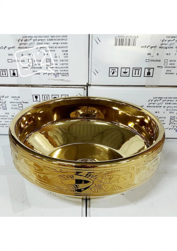 حوض غسيل خزف دائري ذهبي
