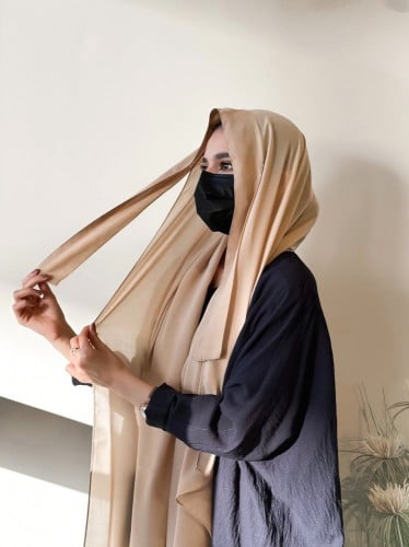 طرحة ربط ثابتة ( بيج فاتح) -متجر رغد