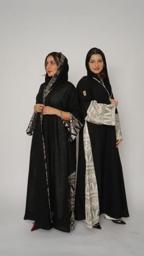 عبايه كتان مطرزة تطريز هندي