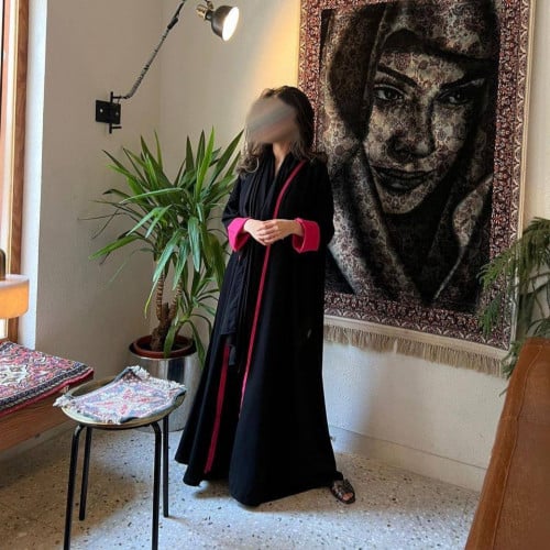 pink X black abaya