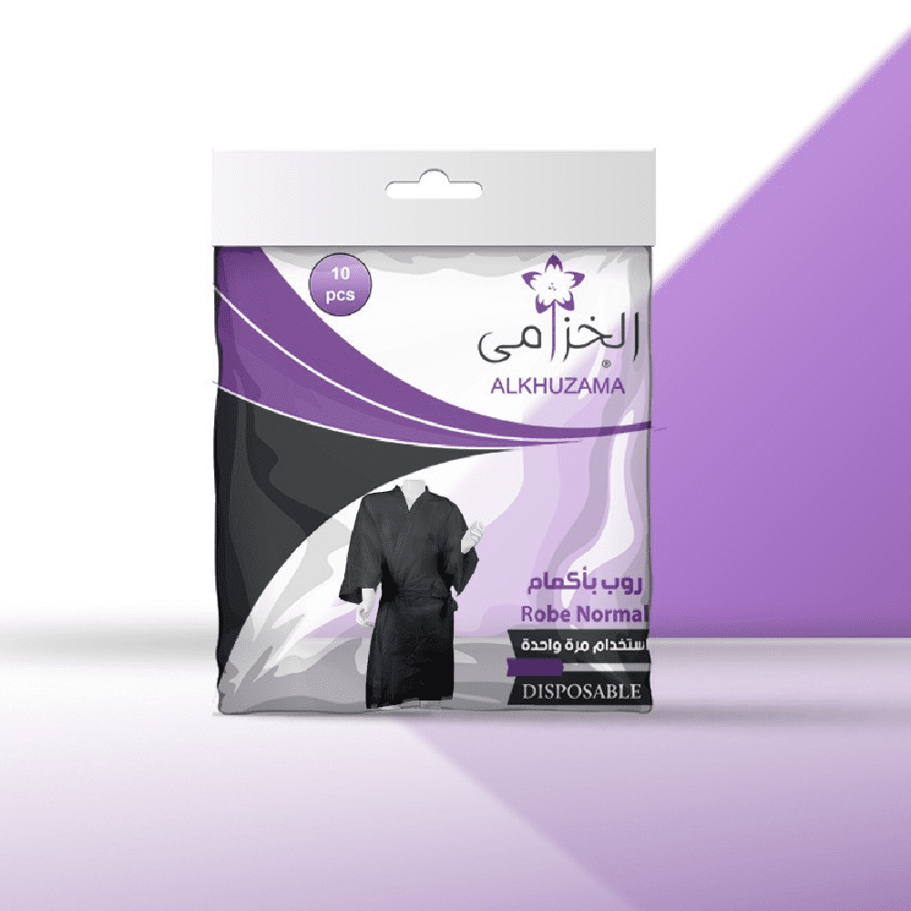 روب باكمام اسود خزامي استخدام مرة واحدة 10 حبه