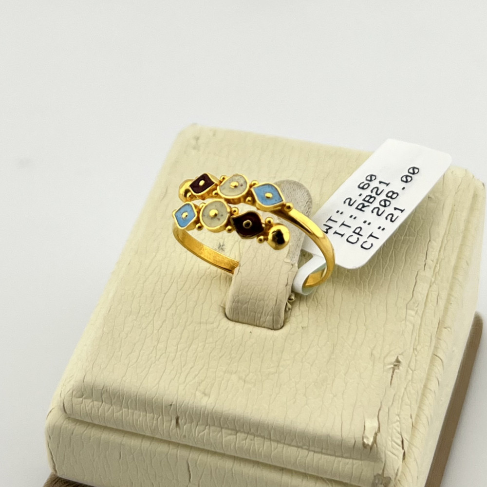 21 carat gold ring, weight 1.72 grams - زمرد ذهب و الماس