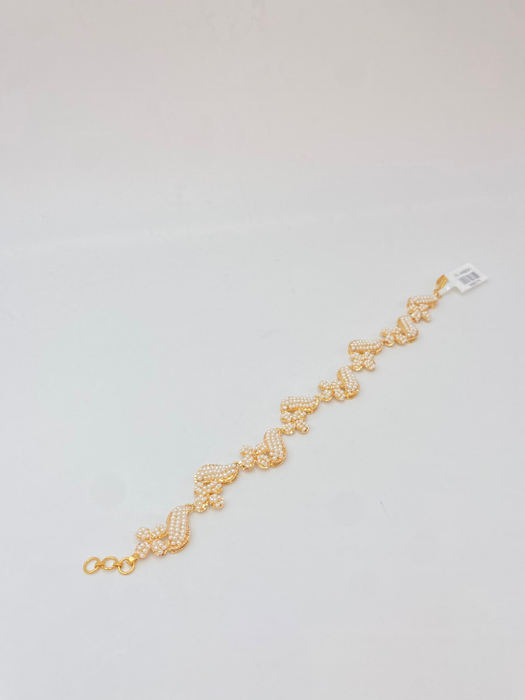 14k Yellow Gold Plain Nugget Heart Link Bracelet 7