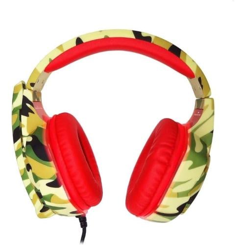 داتا زون K176 سماعات ألعاب سلكية احترافية مع ضوء LED ومايكروفون - أخضر وأحمر مموه