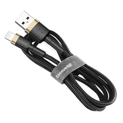 بايسوس Cafule كابل USB-A - Lightning من النايلون - 3 متر - 2 أمبير - أسود وذهبي - CALKLF-RV1