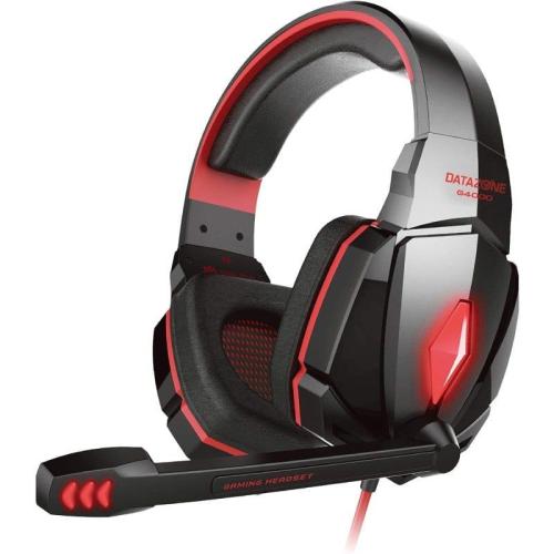 داتا زون G4000 سماعات ألعاب سلكية احترافية مع مايكروفون وإضاءة LED - أحمر وأسود