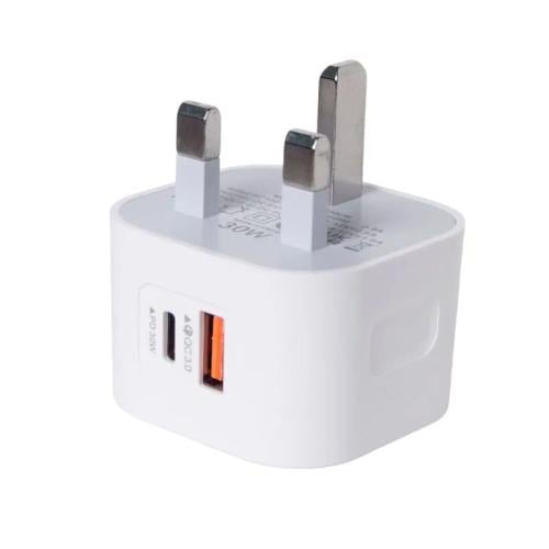 باور ان شاحن 30 واط - 1PD + 1USB - أبيض