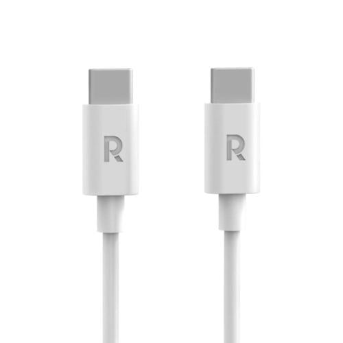 راف باور كابل Type-C إلى Type-C مصنوع من مادة TPE - طول 1 متر - أبيض - RP-CB1021