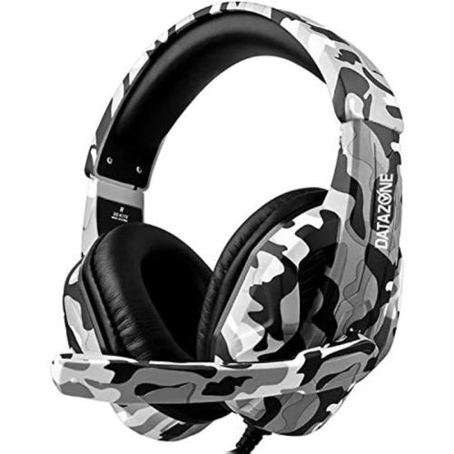داتا زون K173 سماعات ألعاب سلكية مع مايكروفون عازل للضجيج - أبيض وأسود مموه