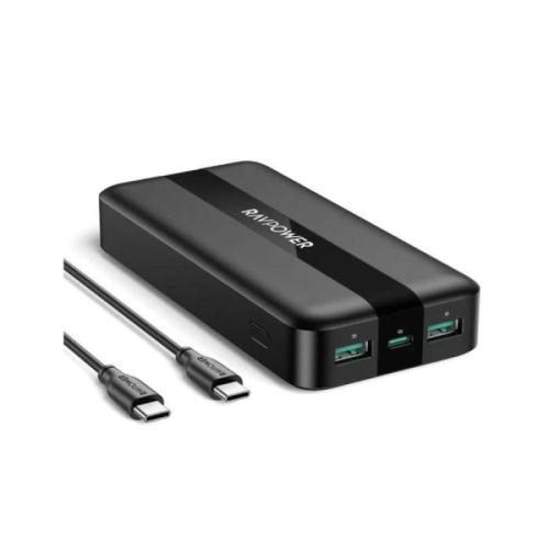 راف باور باور بانك - 20000mAh - منفذ PD 20 واط - و2 منفذ USB-A - أسود - PB1235