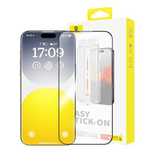 بايسوس Sapphire Series HD واقي شاشة من الزجاج المقوى مع فلتر غبار ومجموعة تنظيف لآيفون 15 برو وآيفون 16 برو - شفاف - P60057504203-02