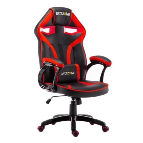 داتا زون كرسي ألعاب بجلد مريح ووسادة للظهر - أسود وأحمر - GC013-BK/RED