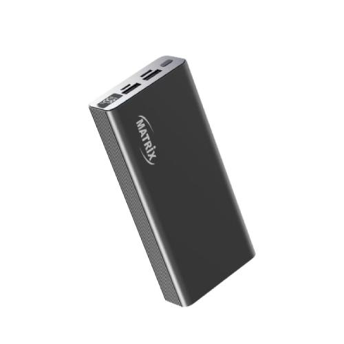 ماتريكس باور بانك بشاشة عرض - 20000 mAh - أسود - M-PD25