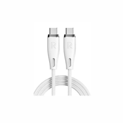 راف باور كابل - Type-C إلى Type-C - طول 1.2 متر - 60 واط - 3A - نايلون مضفر - أبيض - RP-CB1037