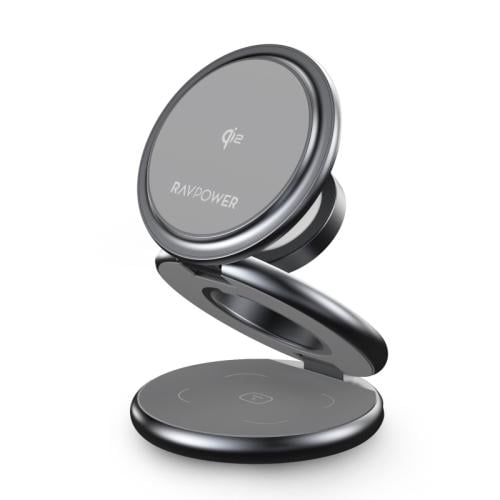 راف باور 3 في 1 محطة شحن MagSafe قابلة للطي - 15W Qi2 - تيتانيوم رمادي - RP-SH1004