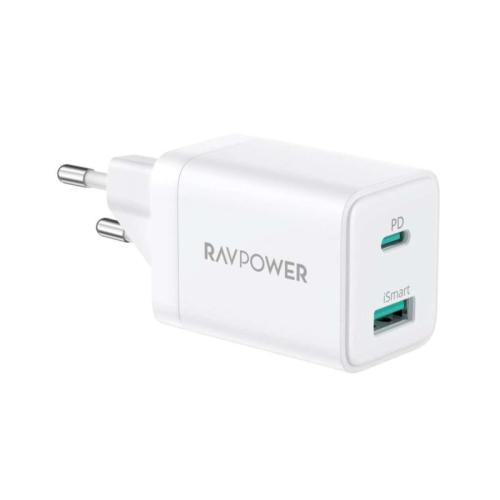 راف باور شاحن جداري - منفذين - 30 واط - أبيض - RP-PC170