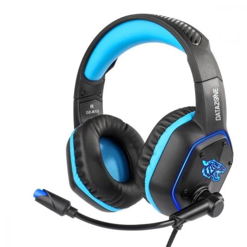 داتا زون K15B سماعات ألعاب سلكية مع ضوء LED ومايكروفون - أزرق