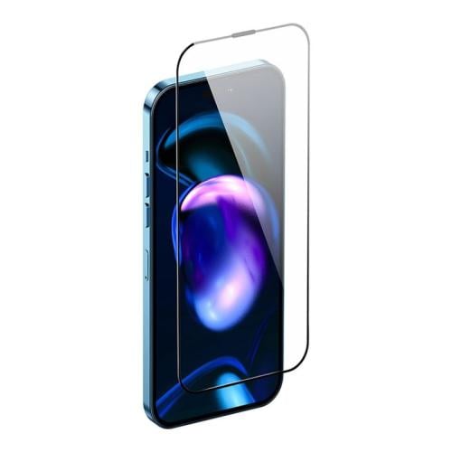 بايسوس واقي شاشة كامل التغطية 0.3 مم من الزجاج المقوى مع فلتر غبار لجهاز آيفون 14 برو - قطعتين - شفاف