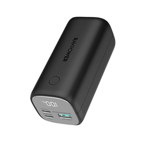 راف باور باور بانك ميني - 3 منافذ - 14000mAh - أسود - PB208
