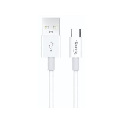ماتريكس كابل شحن سريع من USB إلى Type-C بتقنية Super VOOC - بقوة 60 واط - 1 متر - أبيض - MX 72