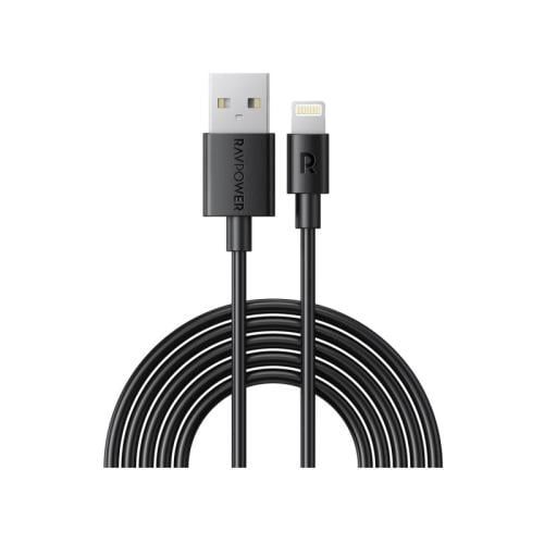 راف باور C89 كابل USB-A إلى Lightning - طول 1 متر - أسود - RP-CB1014