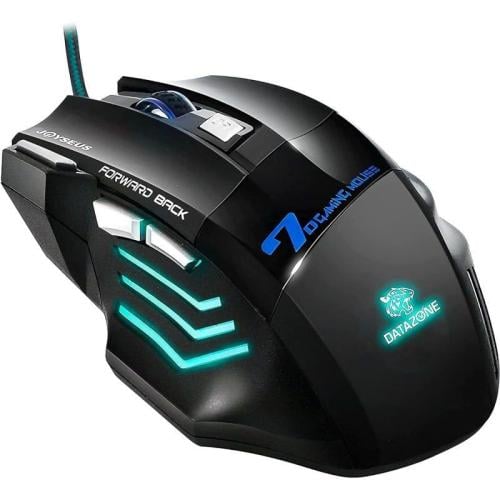 داتا زون X7 ماوس ألعاب سلكية مع إضاءة RGB خلفية - 9 أزرار - 2400 DPI - أسود