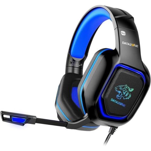 داتا زون G2200 سماعات ألعاب سلكية احترافية مع مايكروفون طويل دوار وإضاءة LED - أزرق وأسود