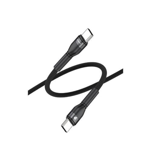 باور ان كابل Type-C إلى Type-C - بطول 1 متر - قماش ضد القطع - أبيض