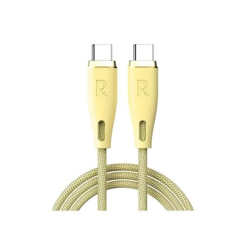 راف باور كابل - Type-C إلى Type-C - طول 1.2 متر - 60 واط - 3A - نايلون مضفر - أصفر - RP-CB1037