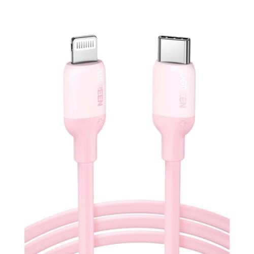يو جرين كابل شاحن من Type-C إلى Lightning سيلكون بطول 1 متر - وردي