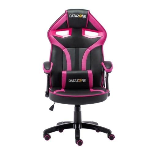 داتا زون كرسي ألعاب بجلد مريح ووسادة للظهر - أسود ووردي - GC013-BK/Pink