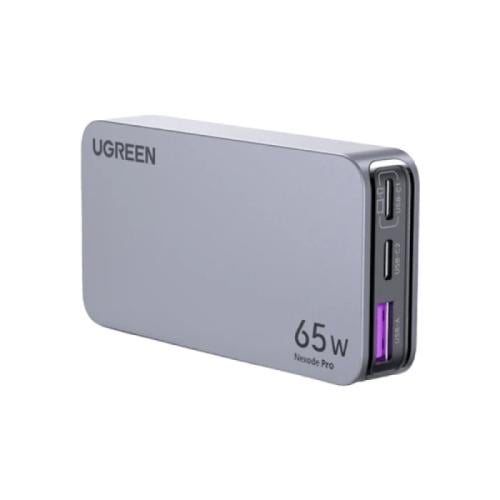 يو جرين نيكسود برو شاحن جداري بتقنية GaN بمنفذين Type-C وبمنفذ USB بقوة 65 واط - رمادي