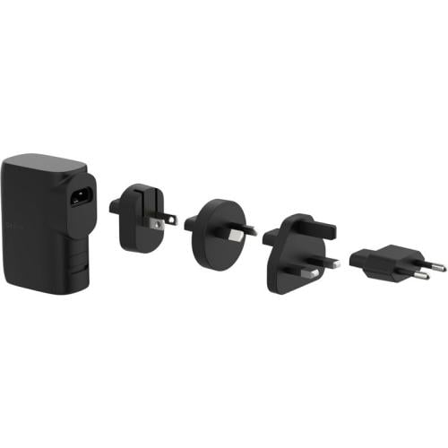 بلكين 2 في 1 باور بانك 5000 mAh + شاحن Belkin BoostCharge هجين USB مع مجموعة محول السفر - أسود