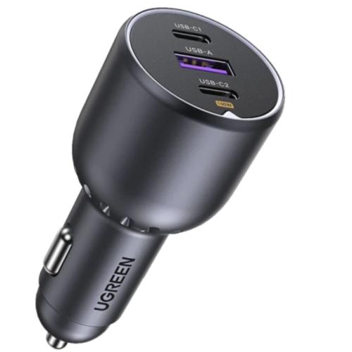 يو جرين شاحن سيارة سريع بثلاث منافذ - 130 واط - أسود