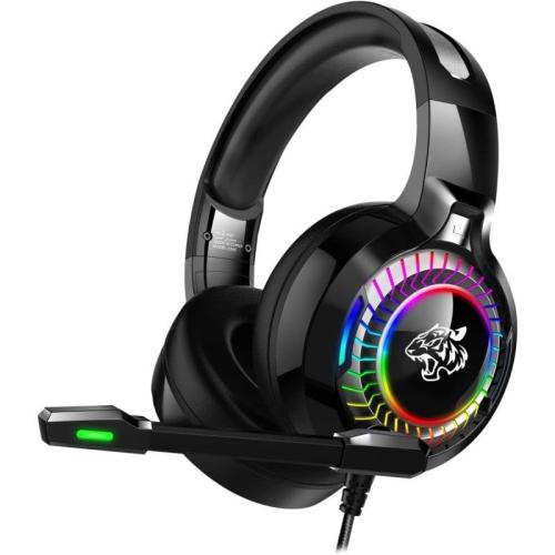 داتا زون G2300 سماعات ألعاب سلكية احترافية مع مايكروفون وإضاءة RGB - أسود