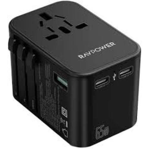 راف باور شاحن سفر - 65 واط - 2 منفذ PD - منفذ USB - أسود - RP-PC1034