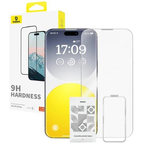 بايسوس Diamond Series واقي شاشة 0.3 من الزجاج المقوى لآيفون 15 برو - شفاف - P60057404203-01