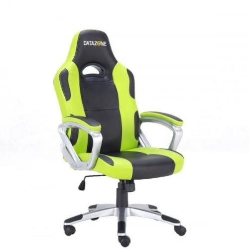 داتا زون كرسي ألعاب بارتفاع قابل للتعديل وتصميم مريح من الجلد - أخضر - GC02-BK/GN