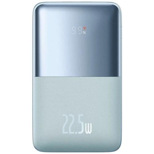 بايسوس Bipow Pro باور بانك رقمي بشاشة عرض سريعة الشحن 20000 mAh - أزرق مع كابل شحن Simple Series بمخرج USB إلى Type-C - أسود