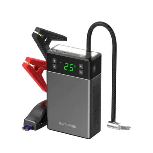 راف باور جهاز 2in1 بدء تشغيل السيار ة مع ضاغط هواء - 3 منافذ - (44.4Wh) - 12000 mAh - أسود - RP-PB1213
