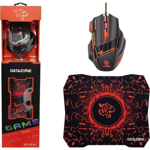 داتا زون ماوس ألعاب سلكية مع ماوس باد خفيفة الانزلاق - أسود وأحمر - DZ-CP10