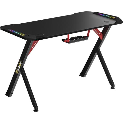 داتا زون طاولة ألعاب احترافية بإضاءة RGB مع سطح كبير من ألياف الكربون وحامل أكواب وخطاف سماعة رأس ومشبك للكبلات - 120 سم - أسود - GT100RGB