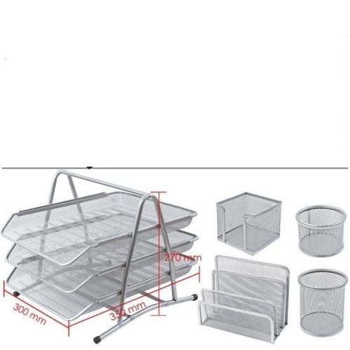 طقم منظم مكتب مكون من ثلاث طبقات من المعدن سلفر وا...