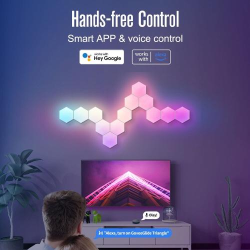RGB مصباح حائط ذكي سداسي الشكل ، إضاءة ليلية محيطي...