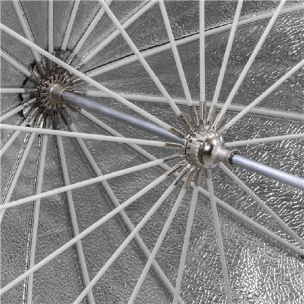 قلو ايزي لوك مظلة فيبرجلاس فضية كبيرة (51 بوصة) Glow Easy Lock Large Deep Beaded Silver Fiberglass Umbrella (51")