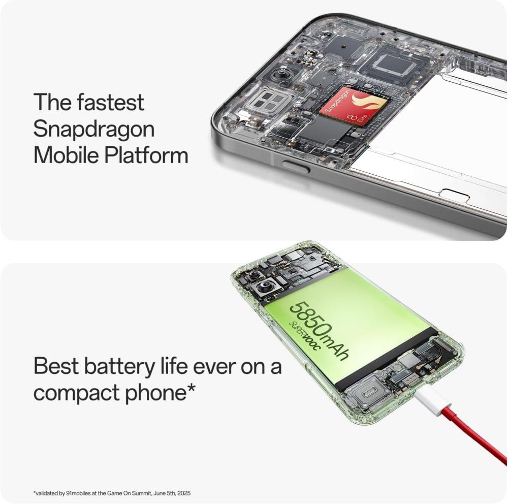 OnePlus 13s، Snapdragon® 8 Elite، ثنائي الشريحة 5G، الإصدار الهندي (Green Silk، 12 جيجابايت + 256 جيجابايت)