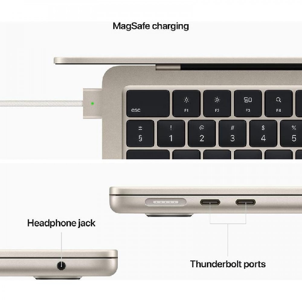 MacBook Air M2 model 2022, 512GB, 16GB RAM, starlight color 