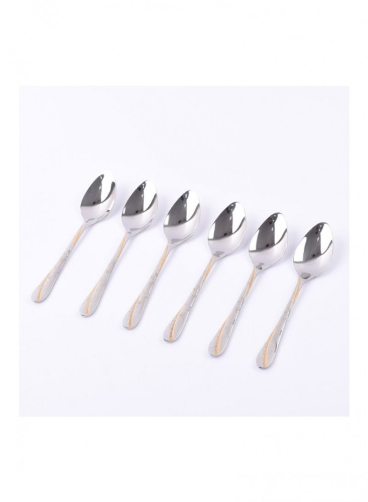 طقم أدوات مائدة من الإستانلس ستيل مكون من 24 قطعة فضي / ذهبي