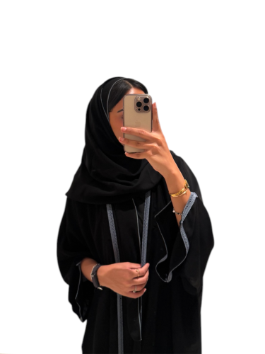 عباية اسود نص بشت مع تطريز