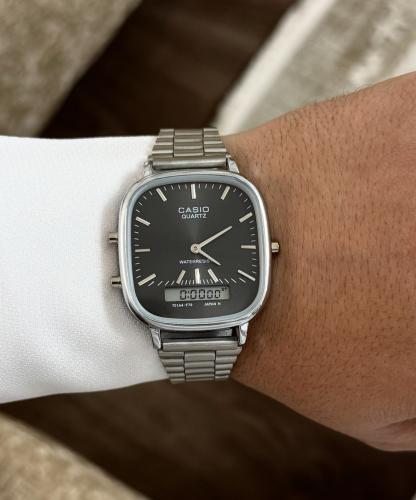 ساعة كاسيو casio LTP دبل تايم اسود